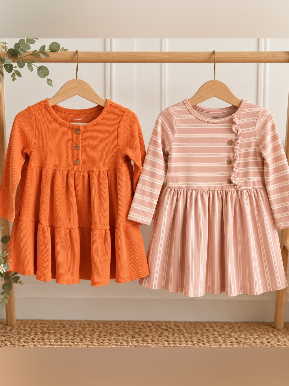 Carter’s 24M Girls Dress Lot 2 Fall Tiered Ruffle Striped Dresses